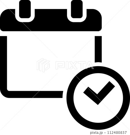 カレンダーと時計のアイコン、スケジュール カレンダーと時計のアイコン、スケジュール 112480837