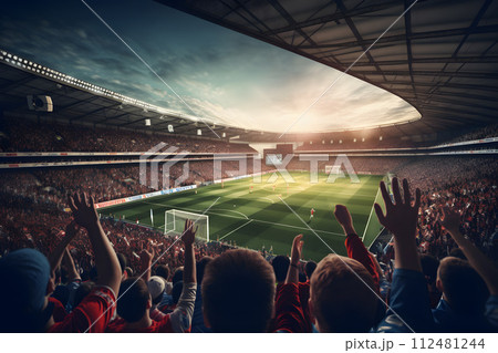 AI-generated content. Epic Crowd Engage: Awe-Inspiring Atmosphere at the Football Game ai generated 112481244