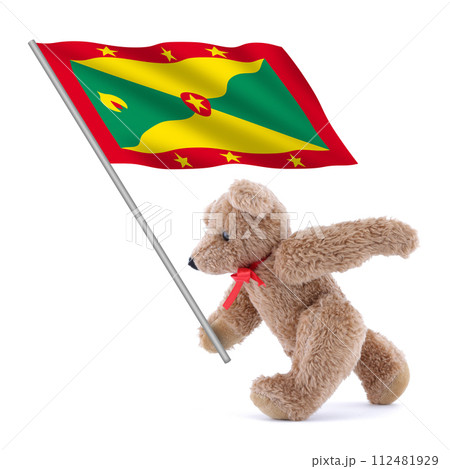 Grenada flag being carried by a cute teddy bear 112481929