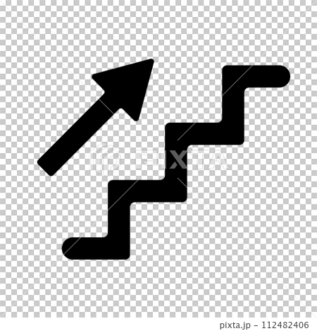 階段と上矢印のアイコン 112482406