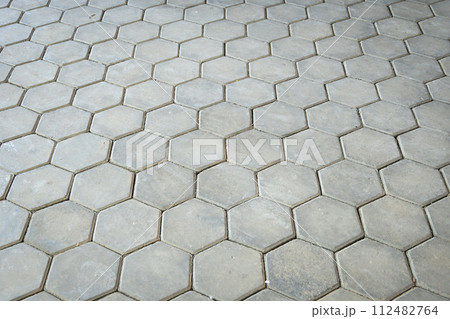 gray stone hexagon floor texture background, exterior design construction industry gray stone hexagon floor texture background, exterior design construction industry 112482764