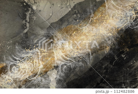 現代日本画アート風ダイナミックな年賀状背景 112482886