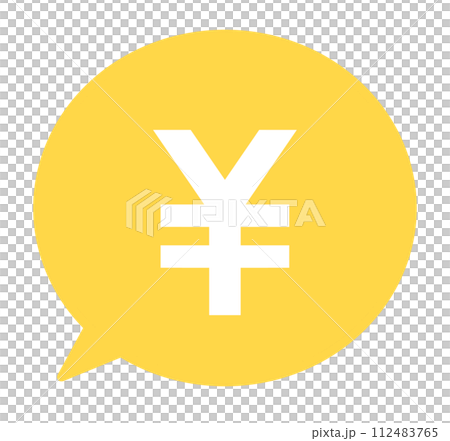 A simple yellow circle symbol and a speech bubble 112483765