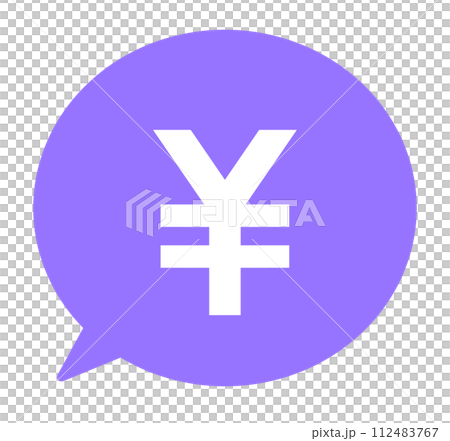 Simple purple circle mark and speech bubble 112483767