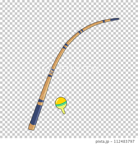 Fishing rod and fish icon in cartoon style isolated 112483797