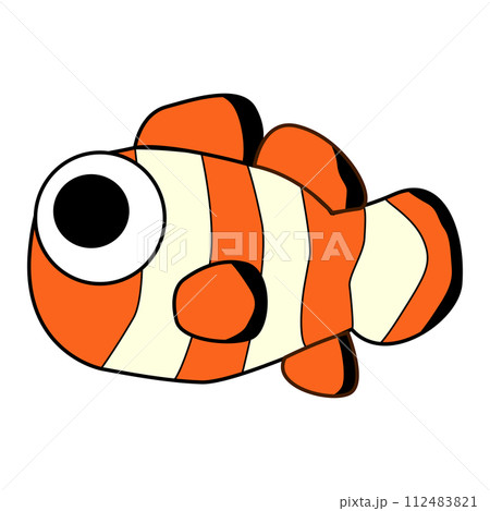 Cute Big eyed clownfish. Cartoon. Flat design. 112483821