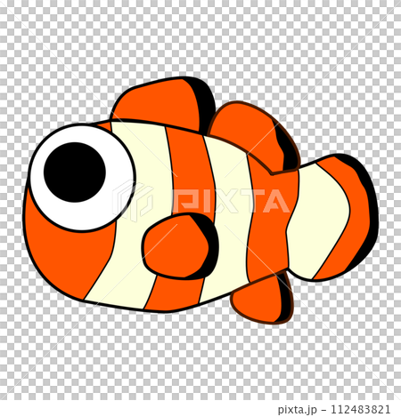Cute Big eyed clownfish. Cartoon. Flat design. 112483821
