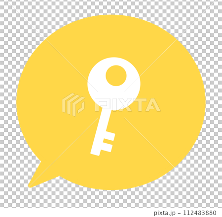 A simple yellow lock symbol and a speech bubble 112483880