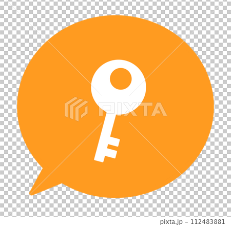 A simple orange lock symbol and a speech bubble A simple orange lock symbol and a speech bubble 112483881