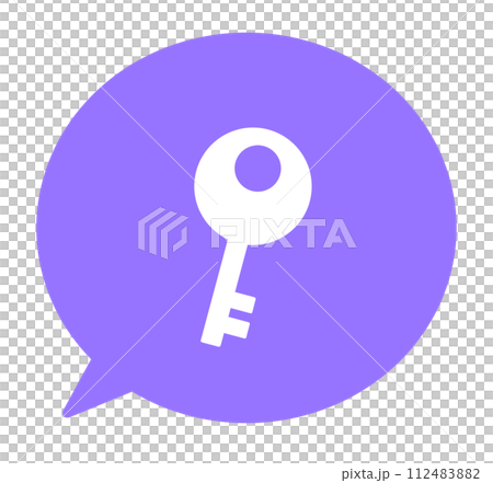 A simple purple lock symbol and a speech bubble 112483882