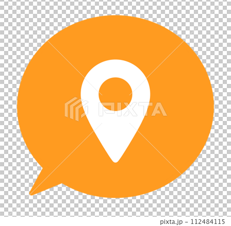 簡單的橙色地圖標記和語音氣泡 簡單的橙色地圖標記和語音氣泡 112484115
