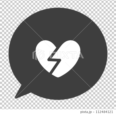 Black cracked heart symbol and speech bubble Black cracked heart symbol and speech bubble 112484121