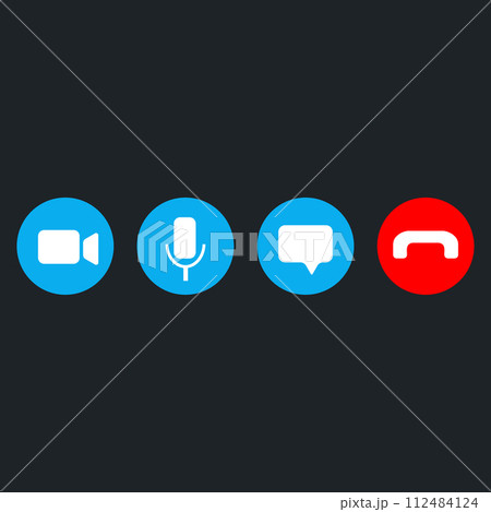 Video call icons set on blue back 112484124