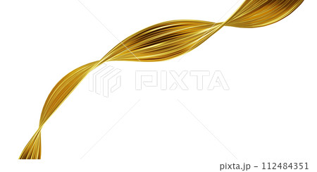 Abstract gold wave isolated on white background 3D render 112484351