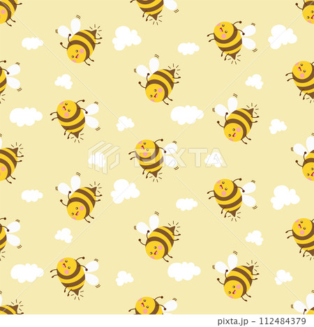 cute bee cartoon character seamless pattern cute bee cartoon character seamless pattern 112484379