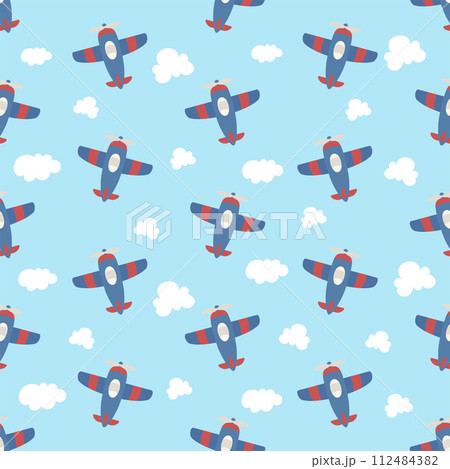 cute cartoon air plane seamless pattern 112484382