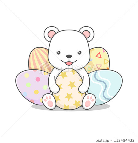 Cute Polar Bear With Easter Eggs 112484432