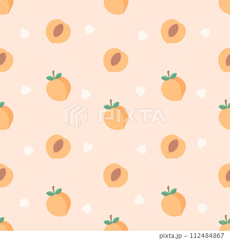 fresh peach fruit seamless pattern fresh peach fruit seamless pattern 112484867