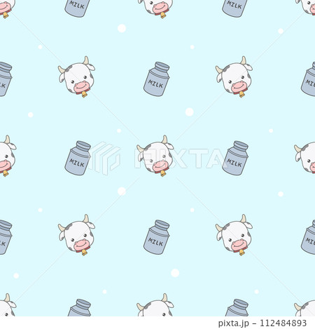 cute cow character and milk can seamless pattern cute cow character and milk can seamless pattern 112484893