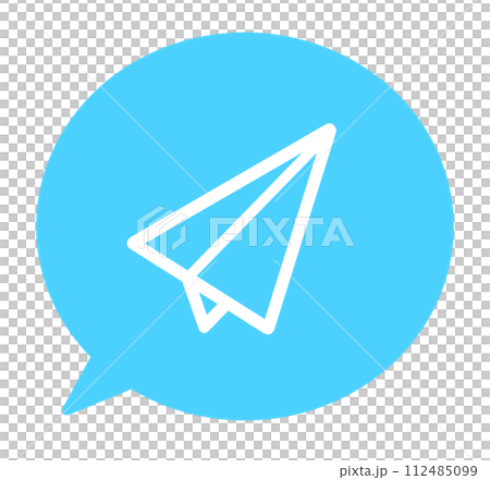Simple light blue airplane and speech bubble Simple light blue airplane and speech bubble 112485099