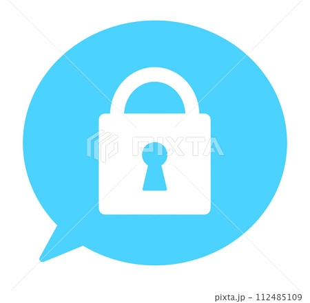 シンプルな水色の南京錠と吹き出し 112485109