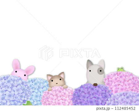アジサイと動物の背景 (PNG) アジサイと動物の背景 (PNG) 112485452