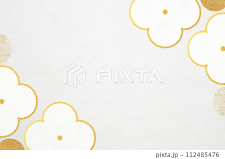 和モダンな花柄の和紙_花のイラストフレーム背景 112485476
