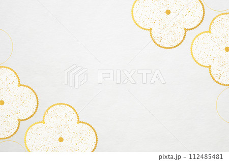 和モダンな花柄の和紙_花のイラストフレーム背景 112485481