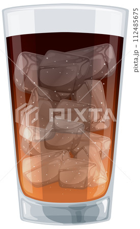 Iced Beverage in a Glass Illustration 112485675