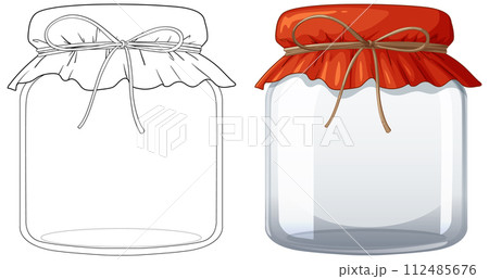 Empty Glass Jars with Fabric Covers 112485676
