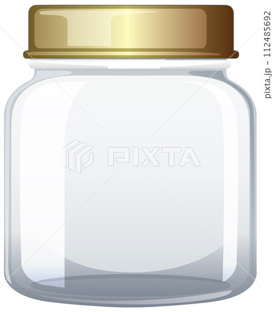 Empty Glass Jar with Golden Lid Empty Glass Jar with Golden Lid 112485692