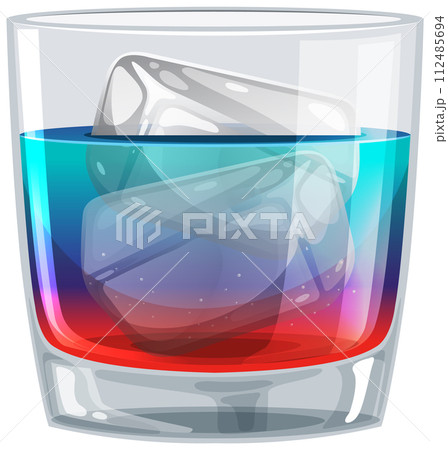 Colorful Cocktail in a Glass with Ice Colorful Cocktail in a Glass with Ice 112485694