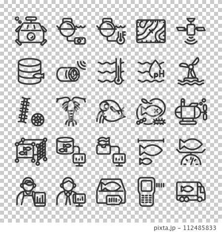 Smart fishing industry icon set 112485833