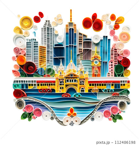 Melbourne city in spring 112486198