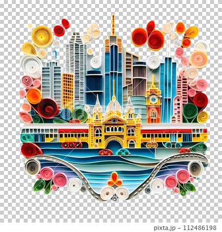 Melbourne city in spring 112486198