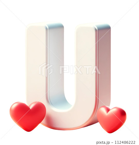 3D Letter U with red heart 112486222
