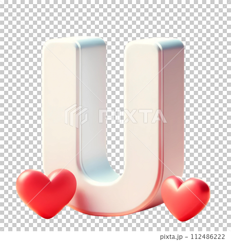 3D Letter U with red heart 112486222