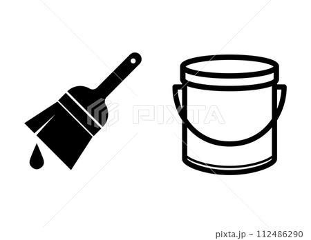 ペイント　缶　ハケ　アイコン 112486290