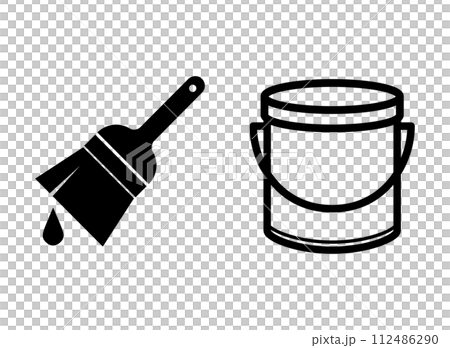 ペイント　缶　ハケ　アイコン 112486290