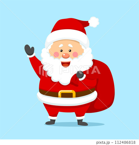 Cute Christmas Santa Claus Holding Present Bag 112486818