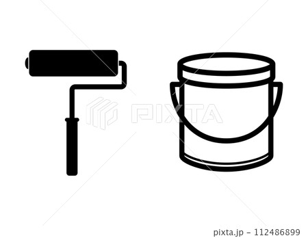 ペイント　缶　ローラー　アイコン 112486899