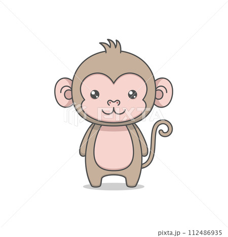 Cute Monkey Simple Cartoon Character 112486935