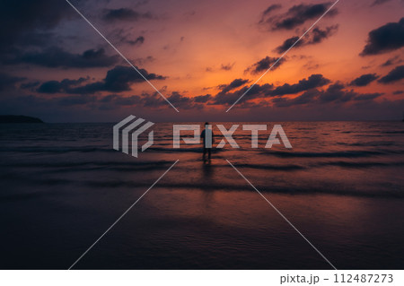 Beach and sea at dusk, beautiful colors and light before dark Beach and sea at dusk, beautiful colors and light before dark 112487273