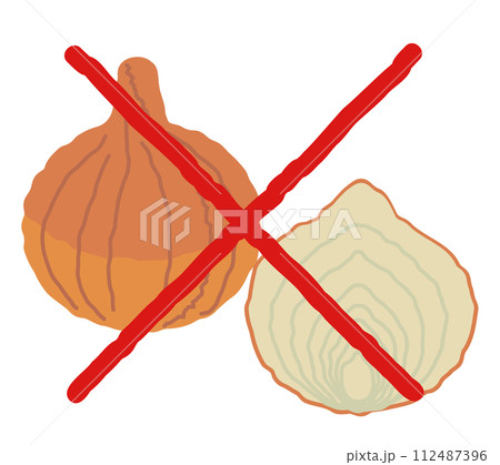 玉ねぎにバツマークのついたイラスト 玉ねぎにバツマークのついたイラスト 112487396