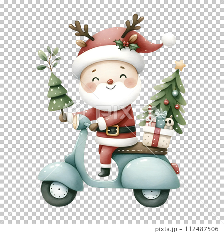 Santa on scooter 112487506