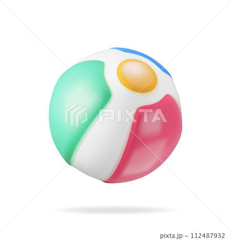 3d Colorful Beach Ball Isolated 112487932