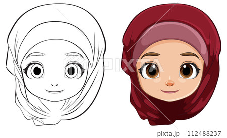 Vector Illustration of Girl with Hijab 112488237