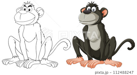 Cheerful Monkeys in Black and White 112488247
