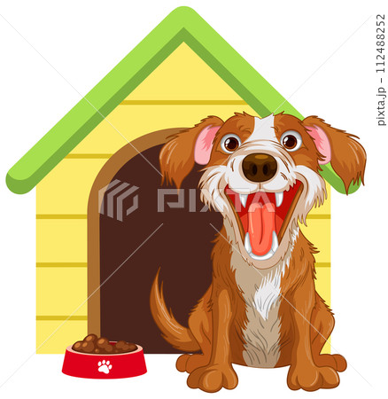 Happy Dog Outside Its Kennel Happy Dog Outside Its Kennel 112488252