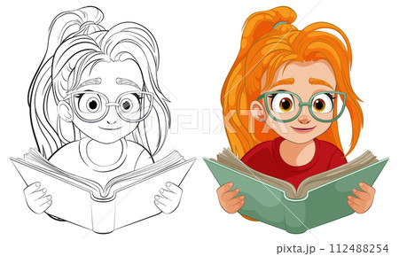 Girl Enjoying a Fascinating Book Girl Enjoying a Fascinating Book 112488254